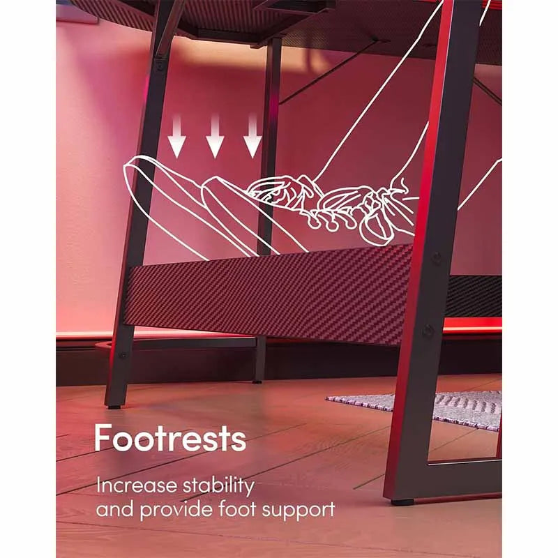 Yoobure 59.1" Home Office Workstation with Small Table, Black Carbon Fiber