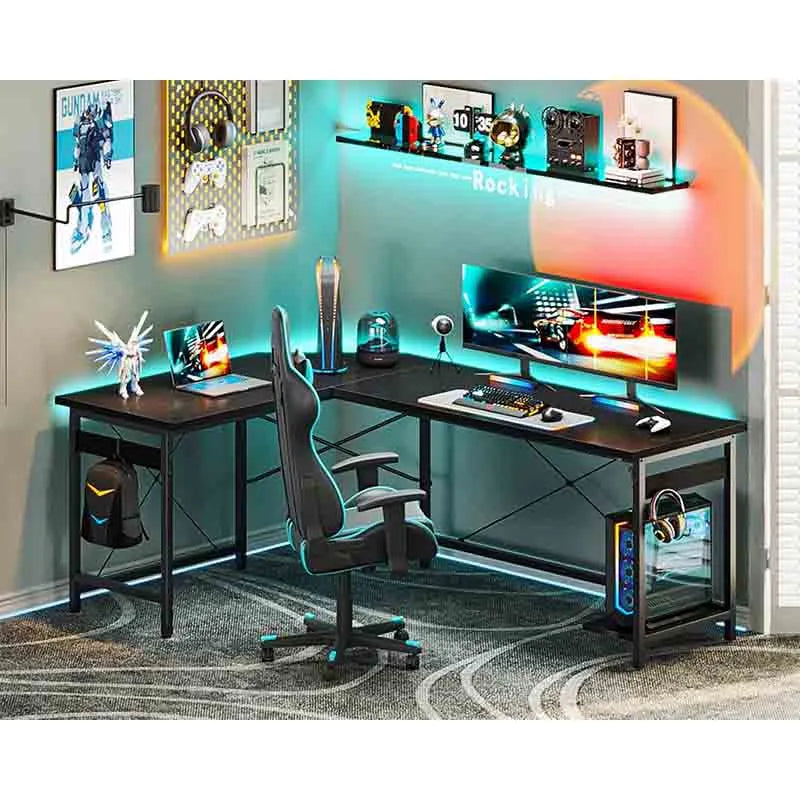 Yoobure 66" L Shaped Larger Gaming Desk, Black