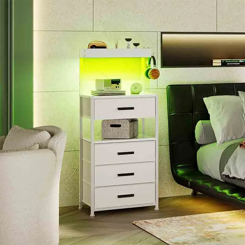 Yoobure 4 Drawer LED Nightstand with Charging Station