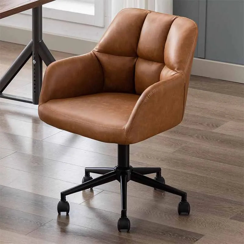 Yoobure Square Tufted Mid-Back Home Office Chair, Brown