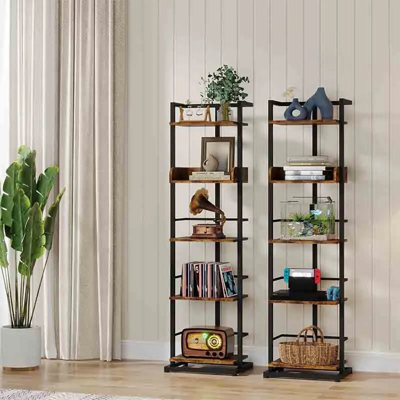 Yoobure Book Shelf Narrow Bookshelf, 5 Tier Wood Bookcase