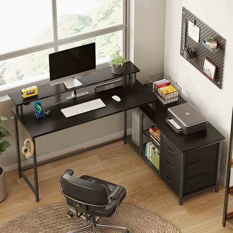 Yoobure Corner Desk with Storage Shelves & Monitor Stand