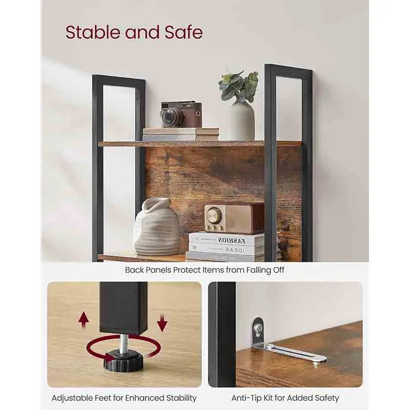 Yoobure 5-Tier Industrial Bookcase with Steel Frame