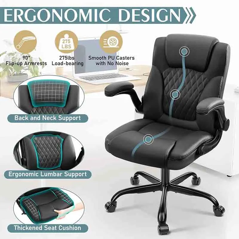 Yoobure Leather Office Chair, PU Home Computer Desk Chairs