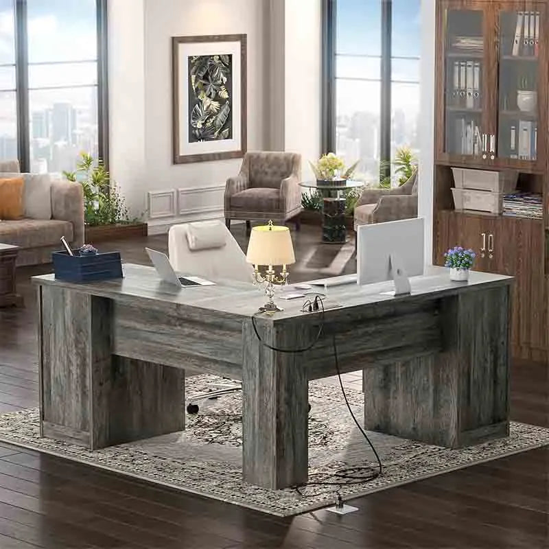 Yoobure L Shaped Desk with Drawers, 60 Inch Corner Desks