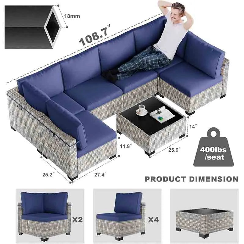 Yoobure 7-Piece Patio Furniture Set, Outdoor Patio Furniture