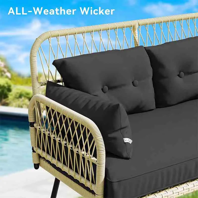 Yoobure 2-Piece Patio Furniture Wicker Outdoor Loveseat