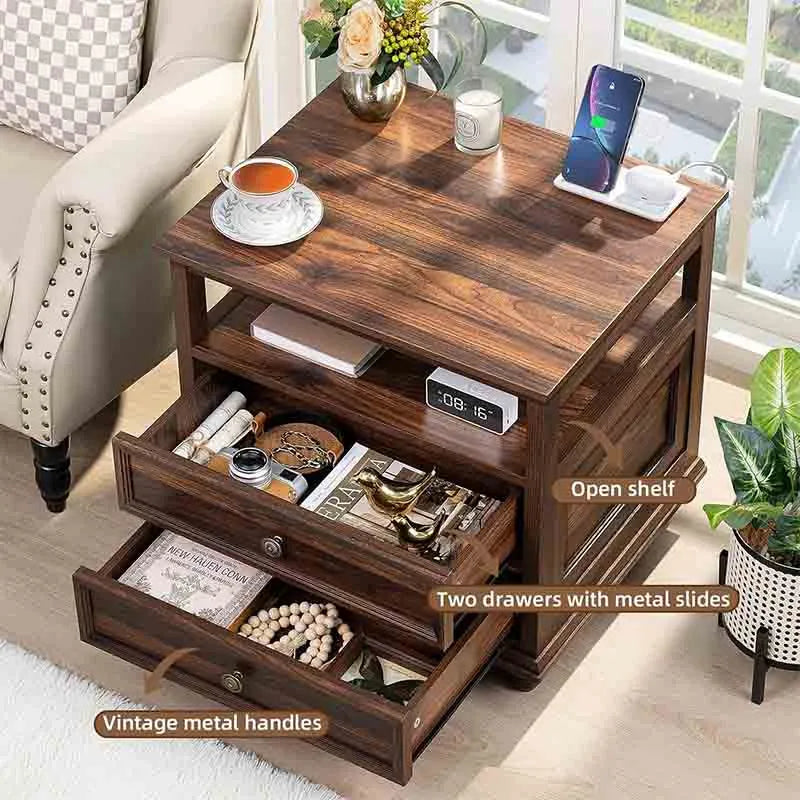 Yoobure 24" Wide End Table with 2 Drawers