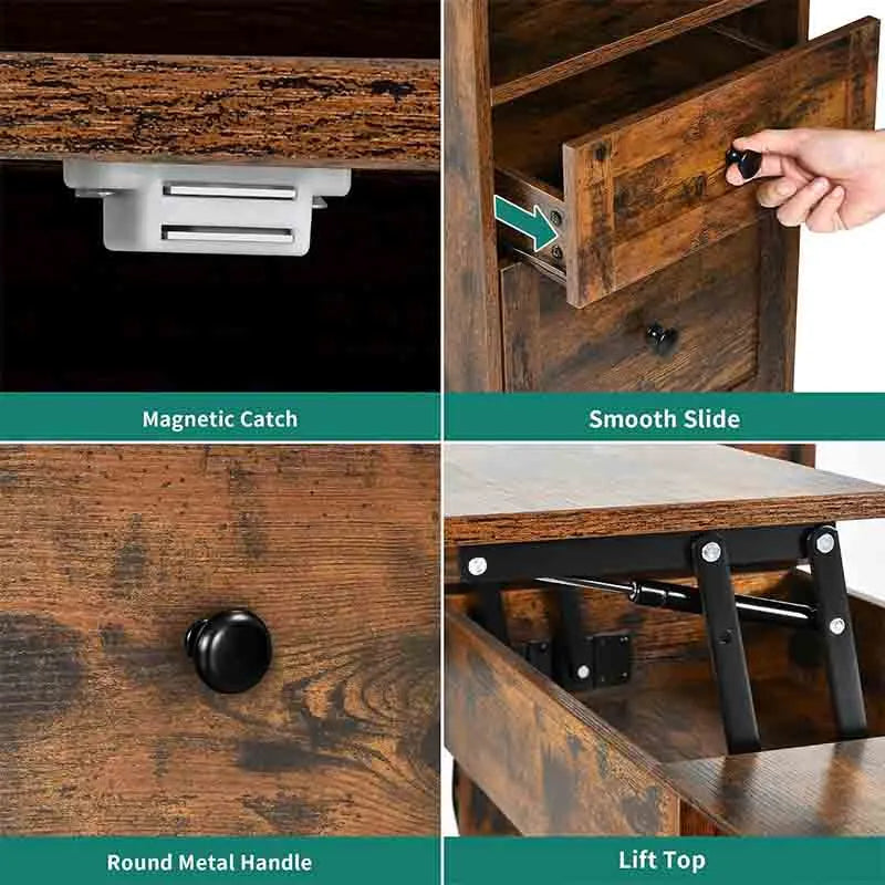 Yoobure 60" Corner Computer Desk with Power Outlets & Lift Top