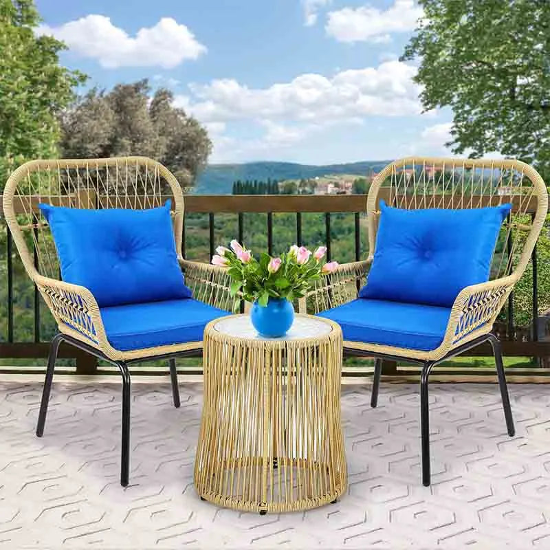 Yoobure 3-Piece Outdoor Patio Furniture Wicker Bistro Set