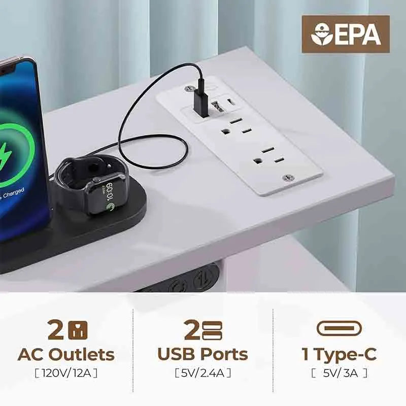 Yoobure 65" Computer Desk with Power Outlets & LED Lights