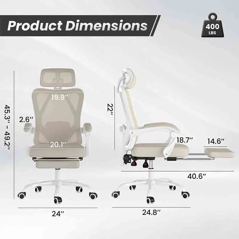 Yoobure Ergonomic Office Chair with Footrest and Headrest