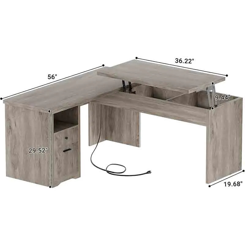Yoobure L Shaped Lift Top Office Desk, Grey