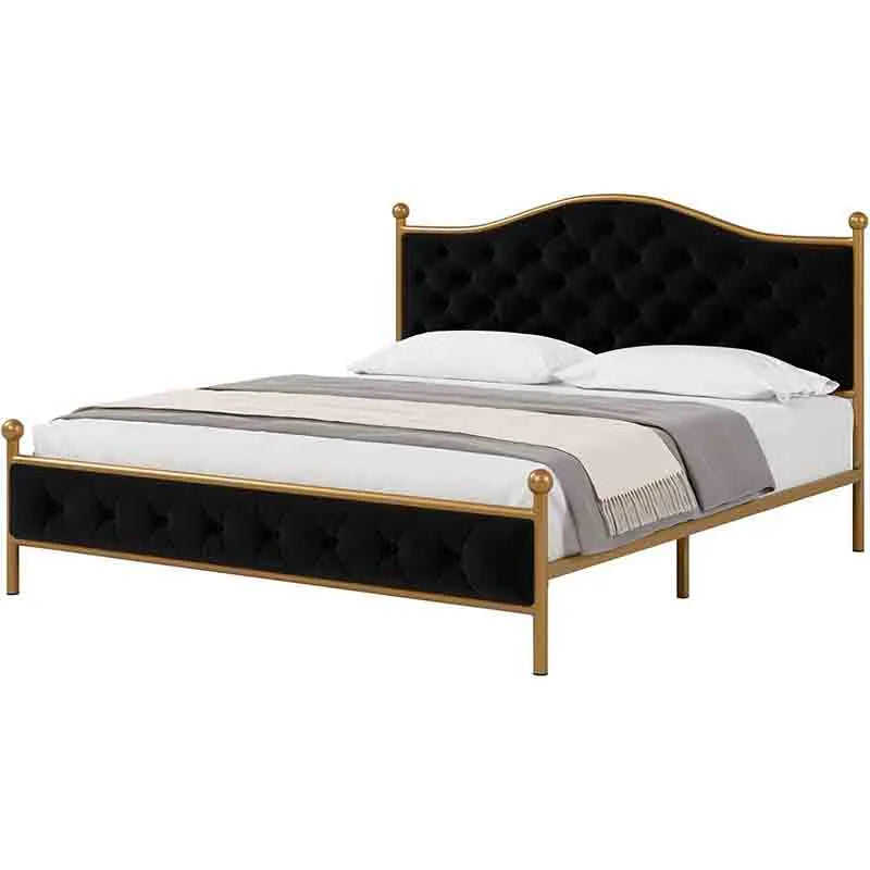 Yoobure Bed Frame with Elegant Button Tufted Curved Headboard