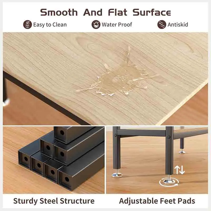 Yoobure 43" L Shaped Desk with Storage Shelves, Ash