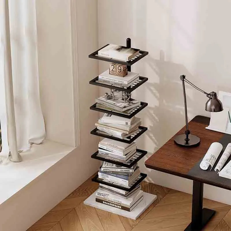 Yoobure 6-Tier Vertical Bookshelf with Marble Base