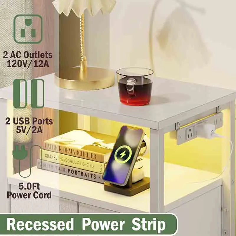 Yoobure 4 Drawer Dresser with Led Light and Charging Station