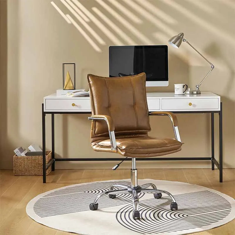 Yoobure Brown Computer Chair with Sliver Legs and Arms