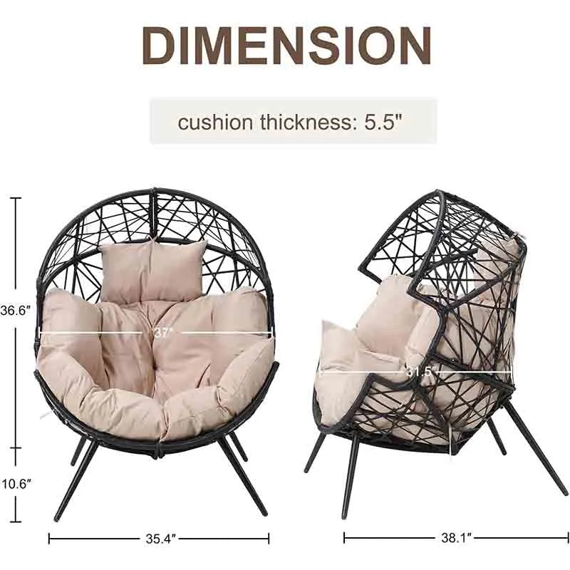 Yoobure Outdoor Patio Egg Chair Indoor Wicker Lounger Chair