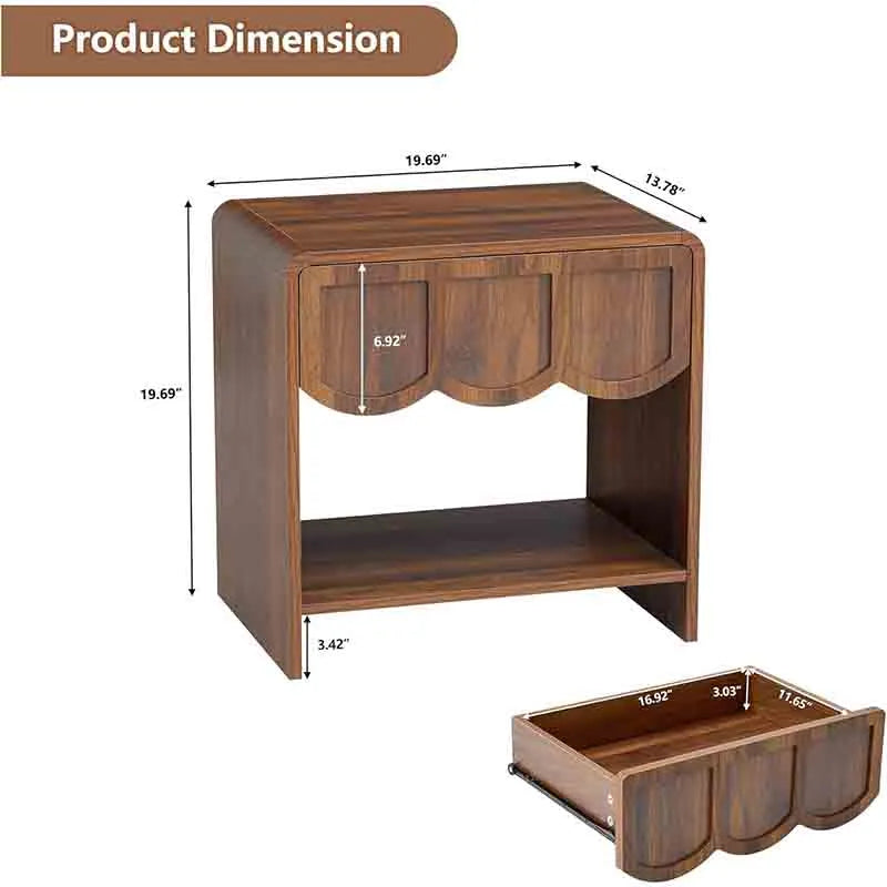 Yoobure Night Stand Set of 2 Farmhouse Wood Nightstand