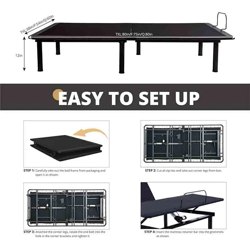 Yoobure Twin XL Adjustable Bed Frame Queen for Pain Relief