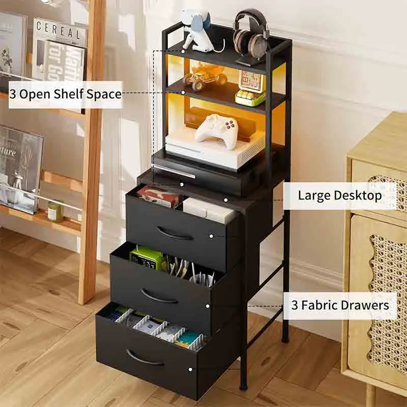 Yoobure 41 Inch Tall Nightstand with Charging Station