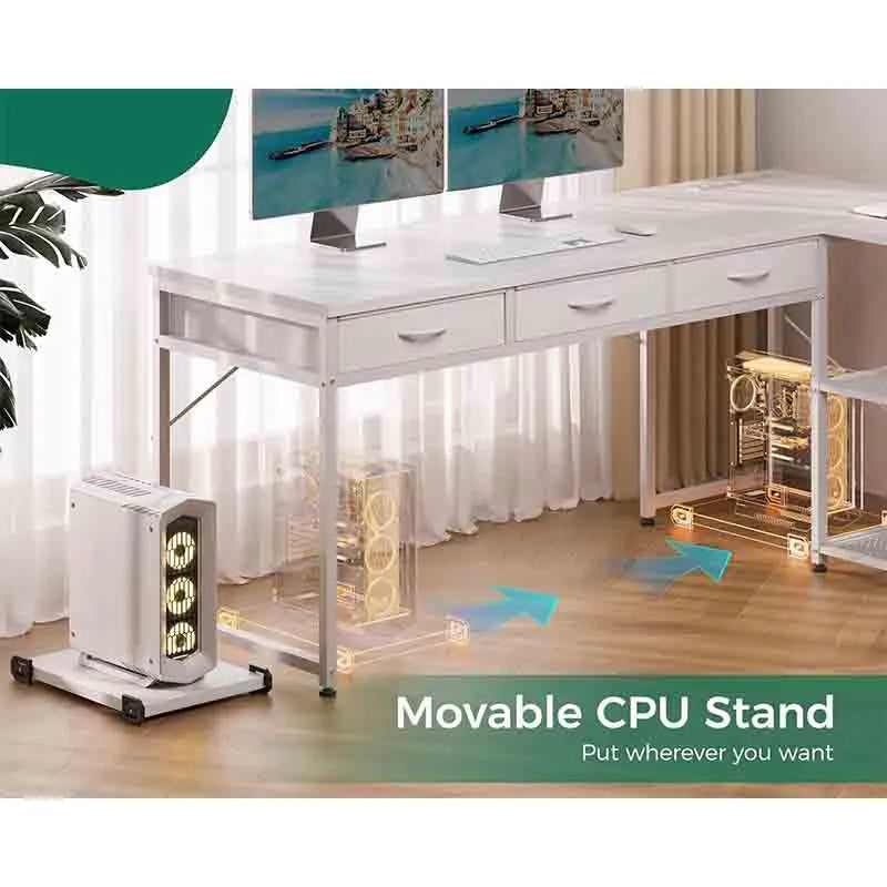 Yoobure 53 Inch L Shaped Computer Desk with Drawers