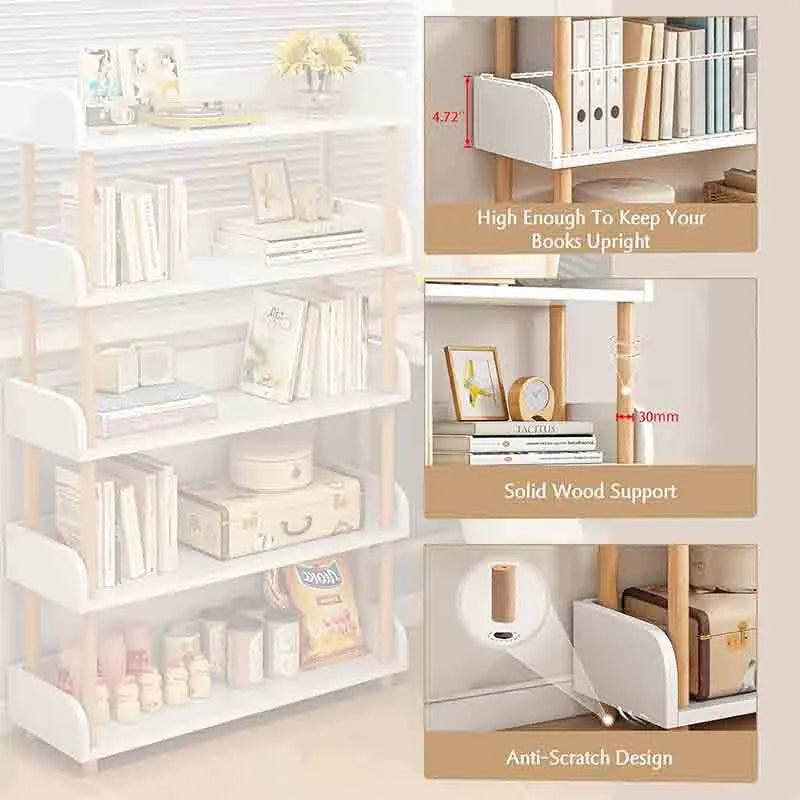Yoobure 4-Tier Wooden Open Bookcase