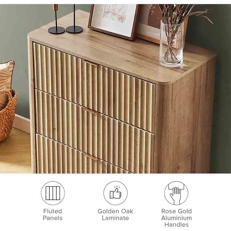 Yoobure 3 Drawer Dresser Wood Tall Nightstand