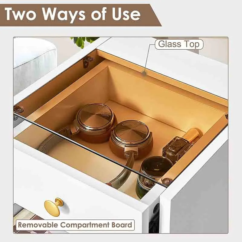 Yoobure Nightstand 4 Drawers Dresser Roller Storage Cabinet