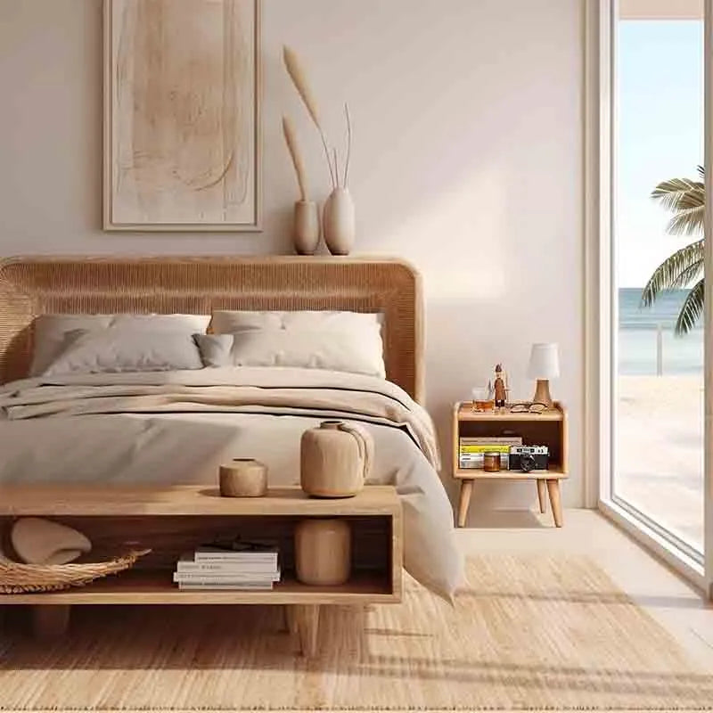 Yoobure Short Nightstand Solid Wood Nightstand with Storage
