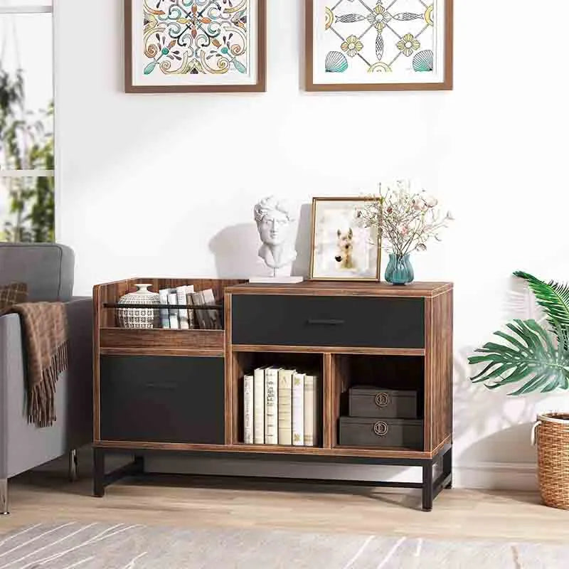 Yoobure Rustic Brown 39 inch File Cabinet with 2 Drawers