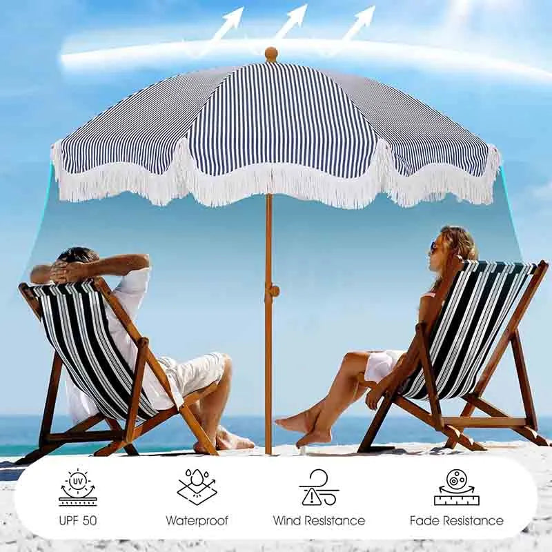 Yoobure 7ft Heavy Duty Beach Umbrella with Sand Anchor