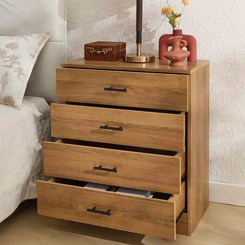 Yoobure 4 Drawer Nightstand Rustic Oak Tall Nightstands