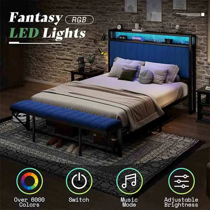 Yoobure Queen Bed Frame with Foldable Ottoman