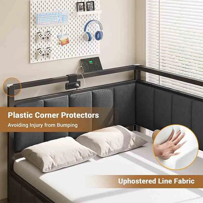 Yoobure Corner Bed Frame with Storage Drawers, Twin Daybed