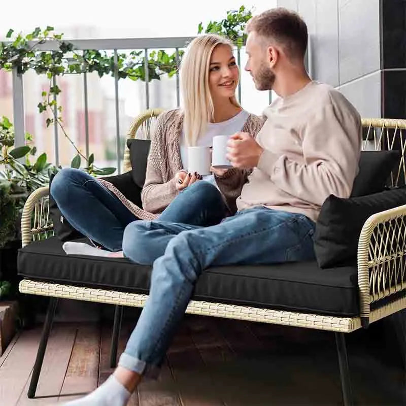 Yoobure 2-Piece Patio Furniture Wicker Outdoor Loveseat