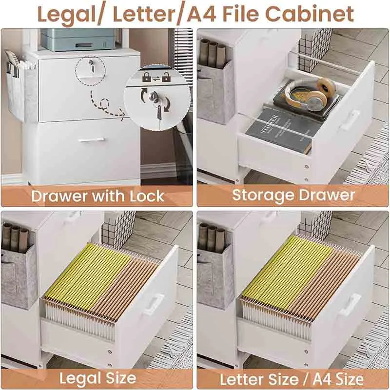 Yoobure 2 Drawer File Cabinet, Filing Cabinet with Lock
