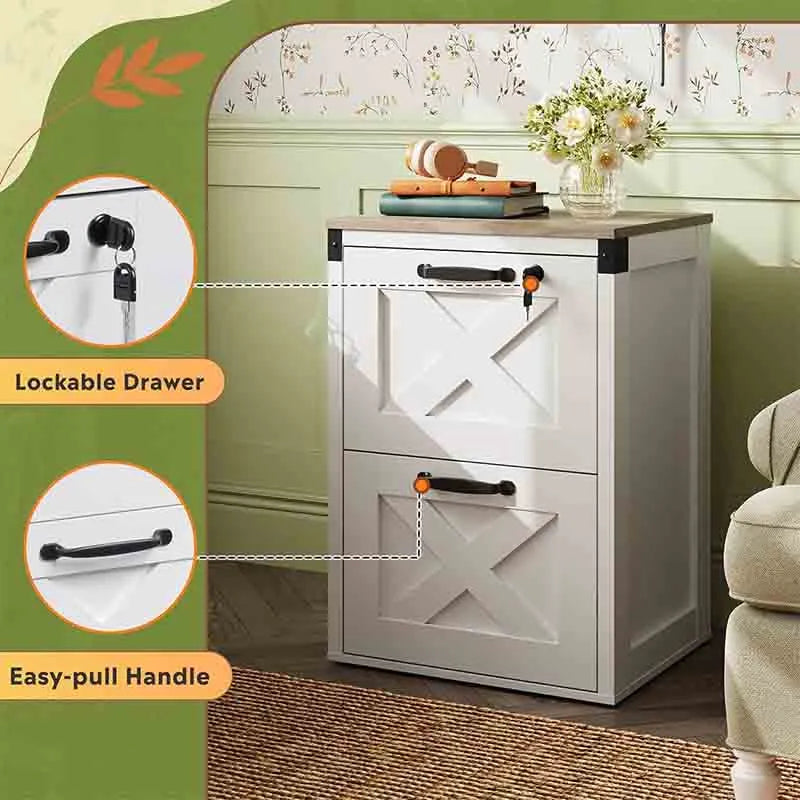 Yoobure 2 Drawer File Cabinet Wood Farmhouse Filing Cabinet