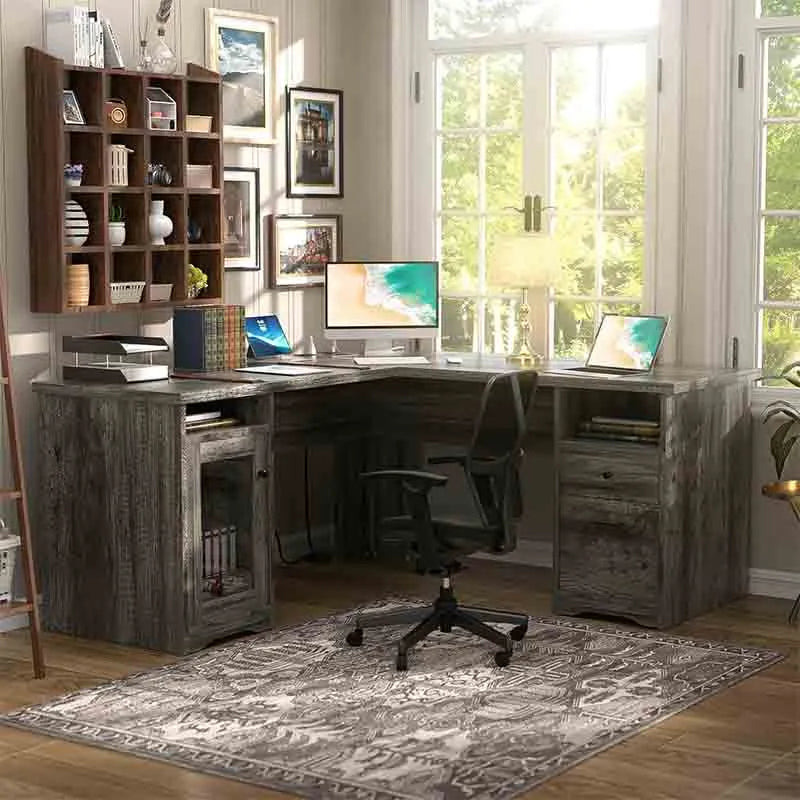 Yoobure L Shaped Desk with Drawers, 60 Inch Corner Desks