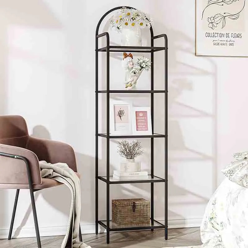 Yoobure Bookcase Bookshelf Tempered Glass Bookshelves