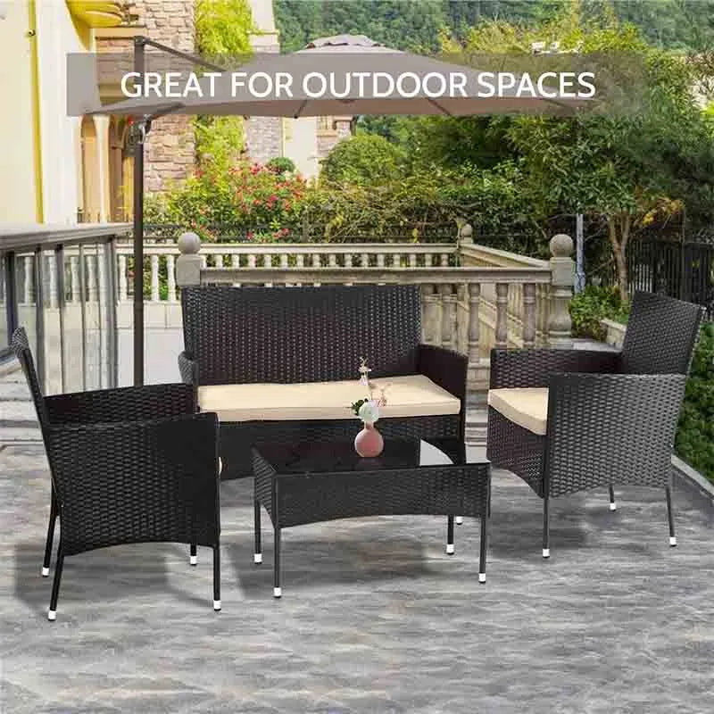 Yoobure Patio Furniture Set 4 Pieces Outdoor Rattan Chair
