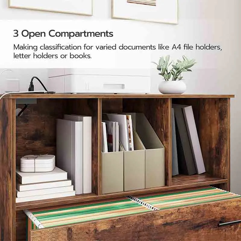 Yoobure Wooden File Cabinet Printer Stand with Open Shelf