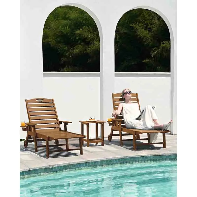 Yoobure Lounge Chair Outdoor, Patio Lounge Chair with Wheel
