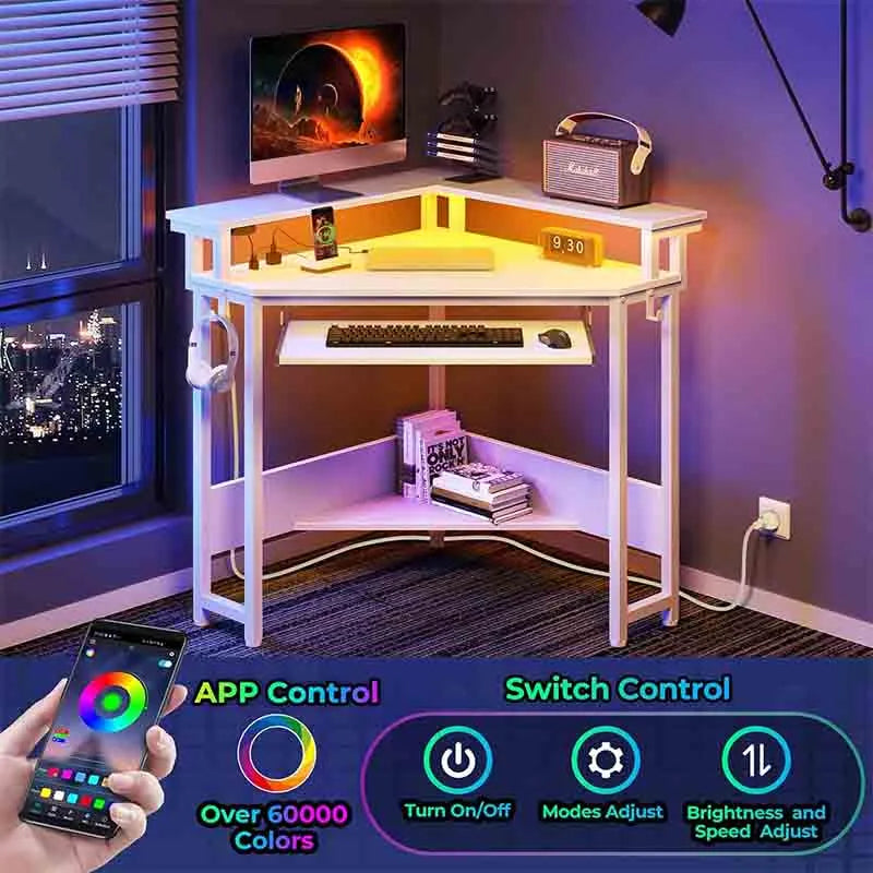 Yoobure Corner Desk Computer Desk with Power Outlets