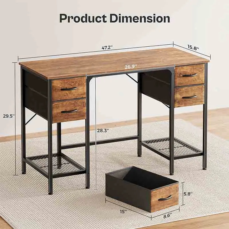 Yoobure 47 Inch Computer Desk with 4 Drawers