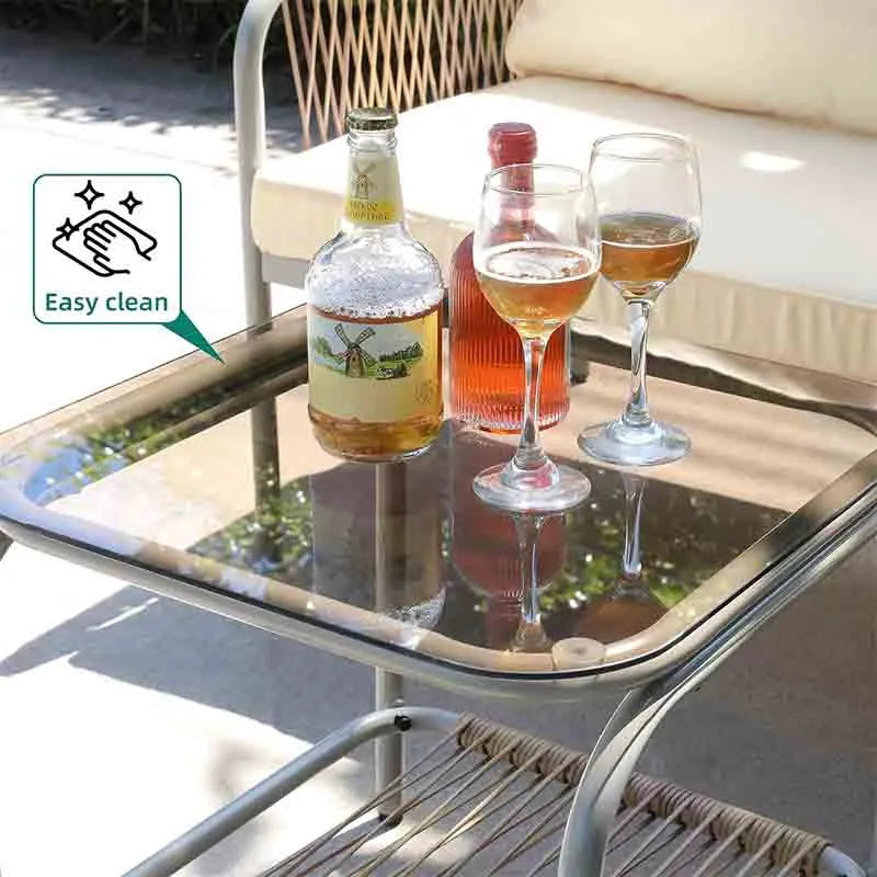 Yoobure 3 Pieces Outdoor Wicker Conversation Set