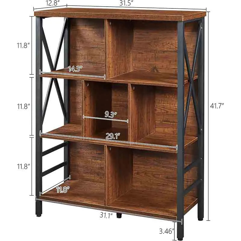 Yoobure Cube Bookshelf with Storage, Rustic Book Shelf