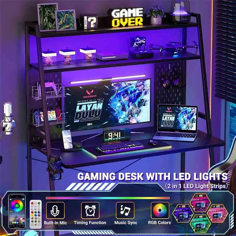 Yoobure PC Gaming Desk with Pegboards for Small Spaces