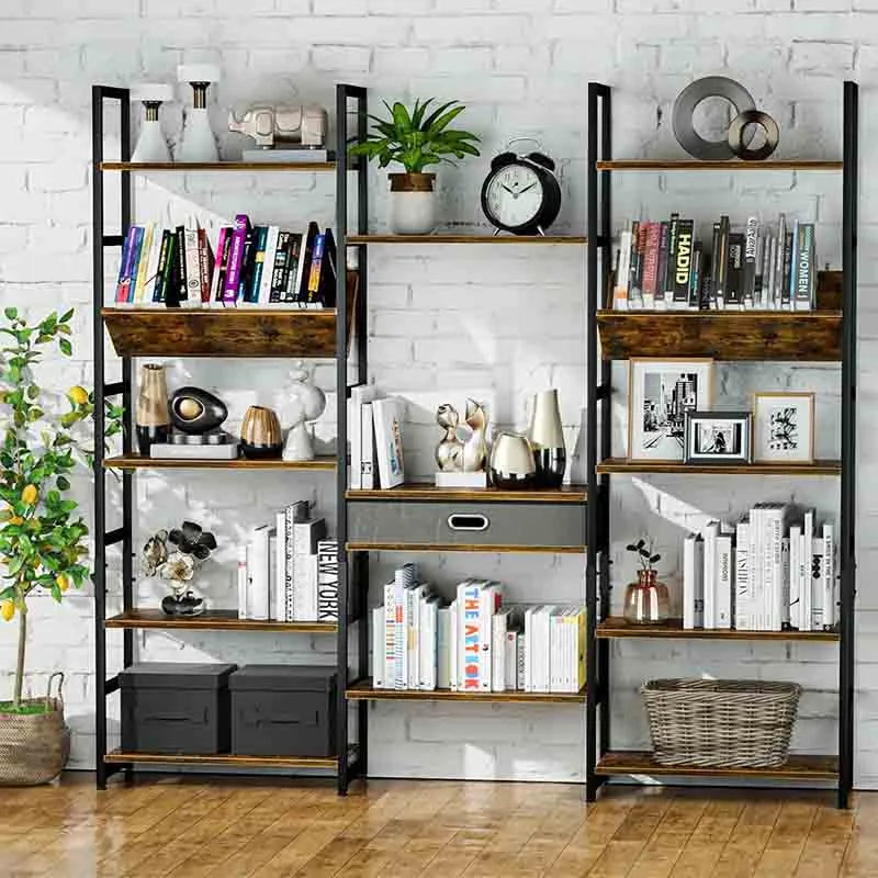 Yoobure Triple Wide 5 Tier Bookshelf Adjustable Book Shelves